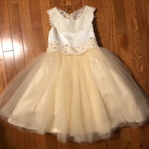 JJs House Cream and White Kids Formal Dress